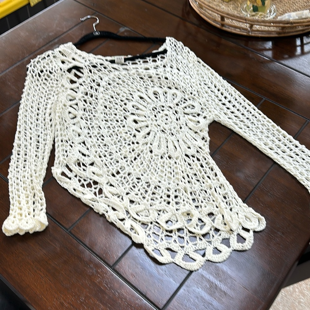 White/off white crocheted sweater, size medium. - new, no tags